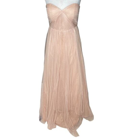 Jenny Yoo Dresses & Skirts - Jenny Yoo Strapless Blush Chiffon Maxi Dress Size 4 Bridesmaid Prom Fairycore